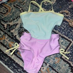 Car & Jack green & purple one piece cut out swim suit. 18 month. VGUC